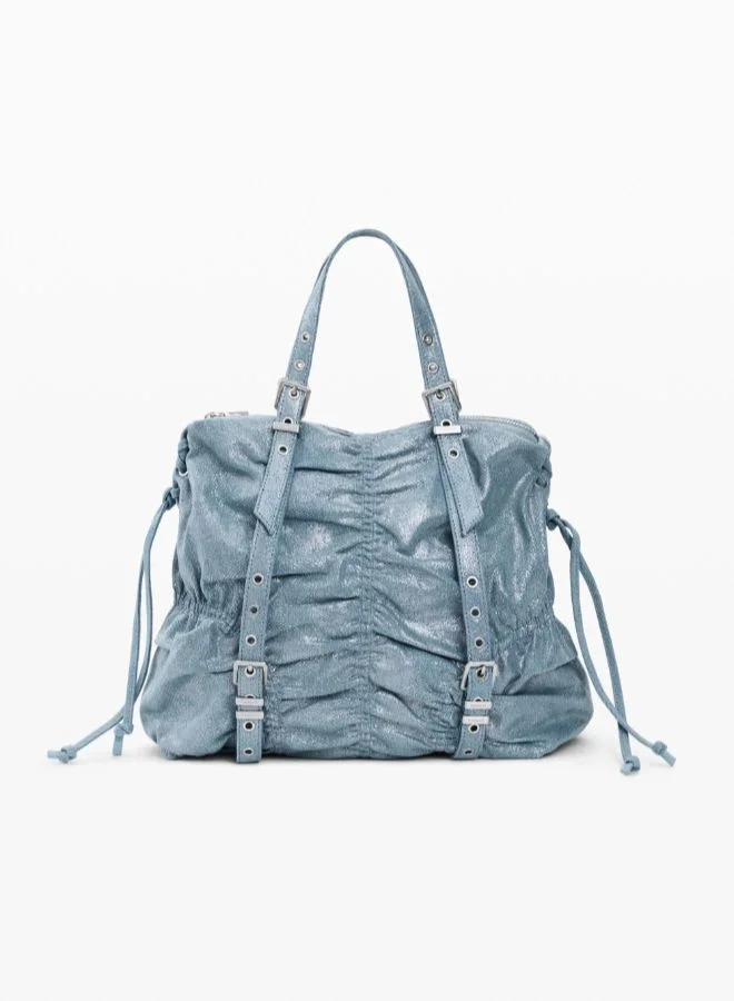 Medium ruched denim backpack